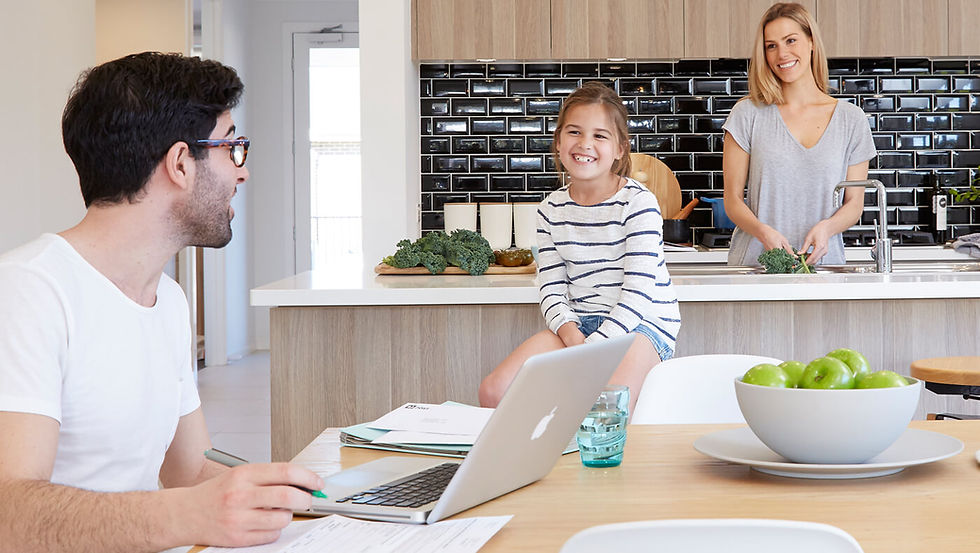 Family inside the kitchen