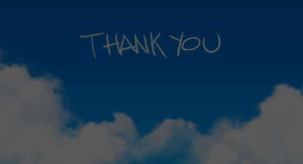 Thank you written on the sky