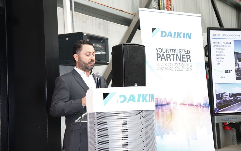 Image 3: Daikin Australia General Manager – Supply Chain Management & IT, Michael Trad, addressing the guest and acquainting them to the exceptional features of the warehouse facility.